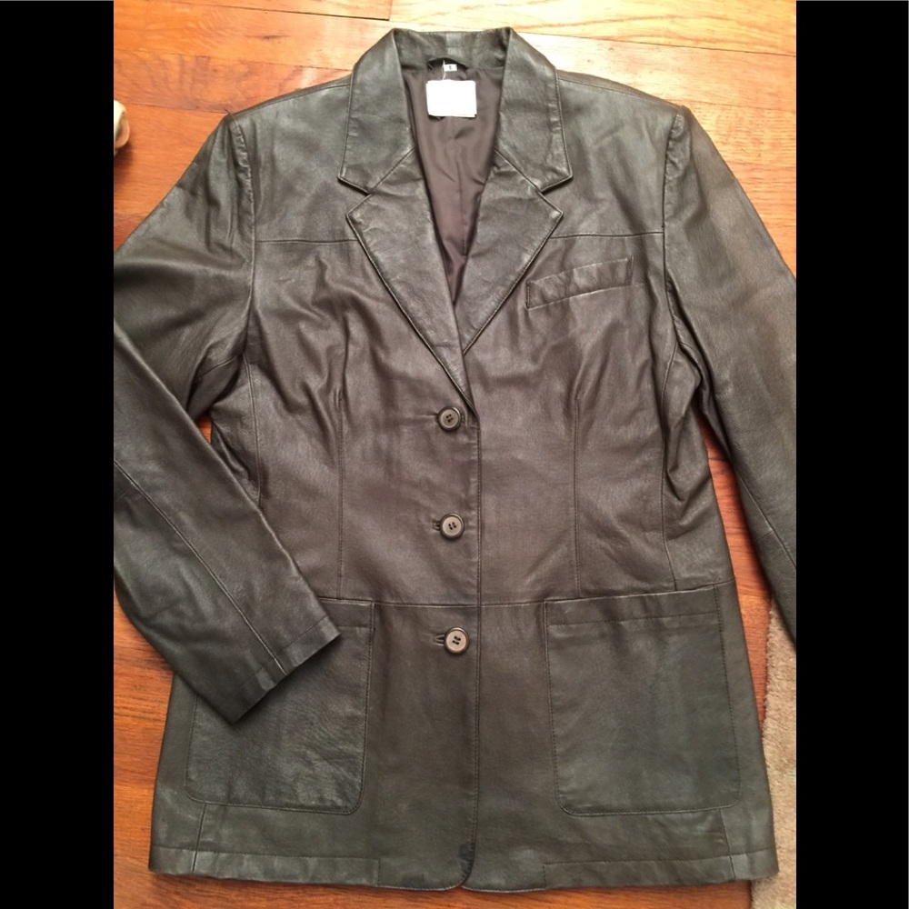 Napa Leather Blazer Dark Brown sz Small NWOT